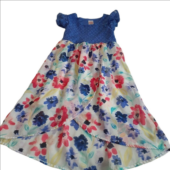 Wonder Nation Girl's Size M (7-8) Blue White Floral Lace Sheer Dress - Picture 4 of 10